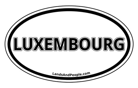 Luxembourg Sticker Oval Black and White