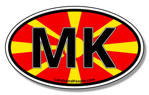 MK Macedonia Flag Car Sticker Decal Oval