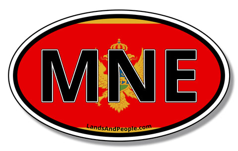 MNE Montenegro Flag Car Sticker Decal Oval