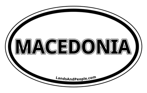 Macedonia Car Sticker Decal Oval Black and White