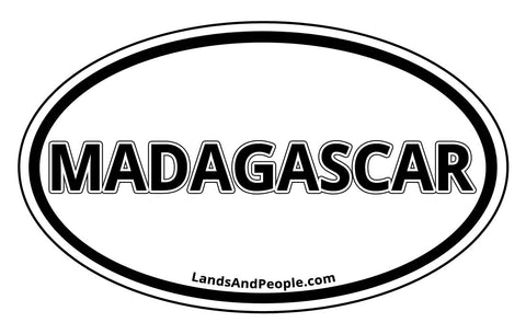 Madagascar Sticker Oval Black and White
