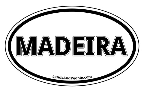 Madeira Car Sticker Decal Oval Black and White