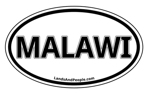 Malawi Sticker Oval Black and White
