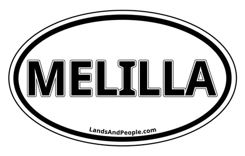 Melilla Sticker Oval Black and White