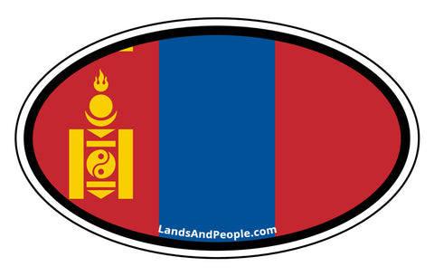 Mongolia Flag Car Sticker Oval