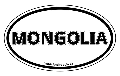 Mongolia Car Sticker Oval Black and White