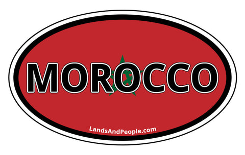 Morocco Flag Sticker Oval