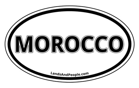 Morocco Sticker Oval Black and White