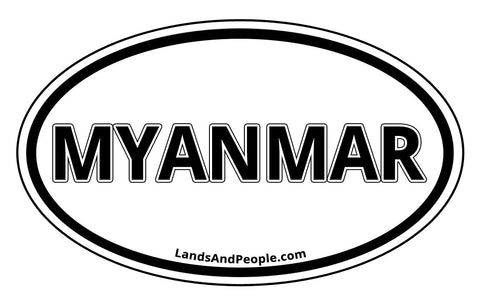 Myanmar Sticker Oval Black and White