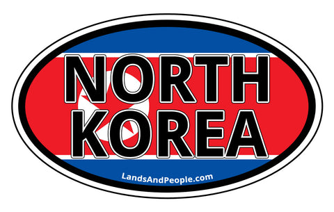 North Korea Flag Car Sticker Oval