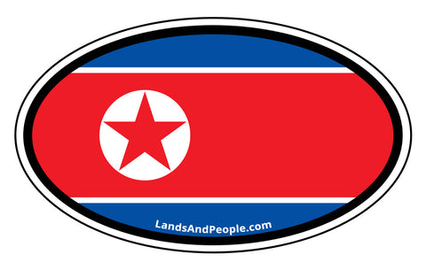 North Korea Flag Car Sticker Oval