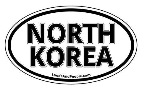 North Korea Car Sticker Oval Black and White