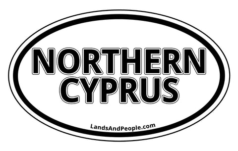 Northern Cyprus Sticker Oval Black and White