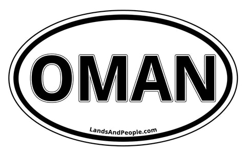 Oman Sticker Decal Oval Black and White