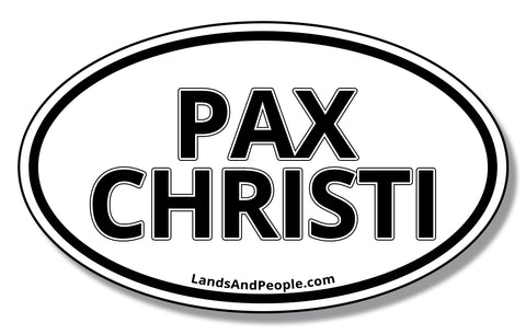 Pax Christi, "Peace of Christ" in Latin,  Sticker Decal Oval