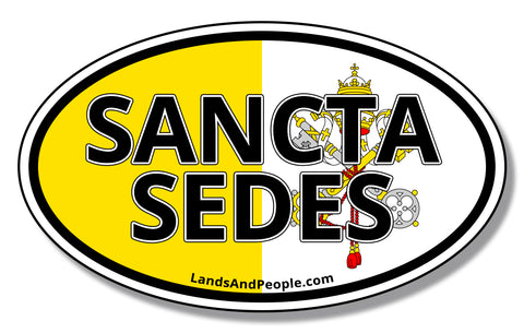 Sancta Sedes, "The Holy See" in Latin, and Vatican Flag Sticker Oval