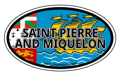 Saint Pierre and Miquelon Flag Car Bumper Sticker Decal