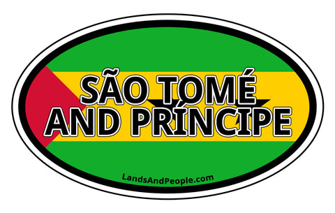 Sao Tome and Principe Flag Car Bumper Sticker Oval