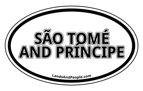 Sao Tome and Principe Car Sticker Oval Black and White