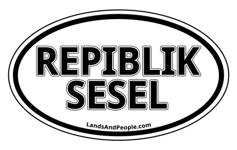 Repiblik Sesel Seychelles Car Sticker Oval Black and White