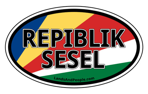 Repiblik Sesel, Seychelles Flag Car Sticker Oval