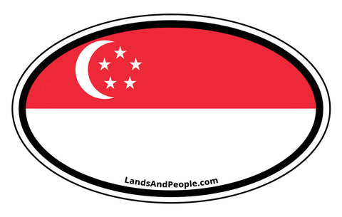 Singapore Flag Sticker Decal Oval