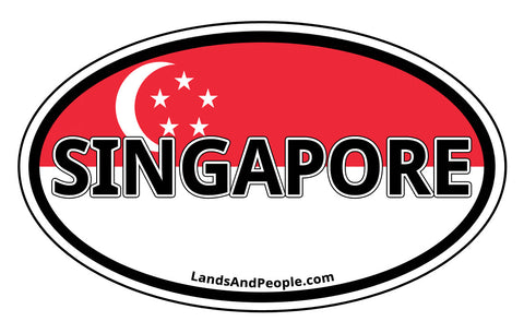 Singapore Flag Car Sticker Decal Oval