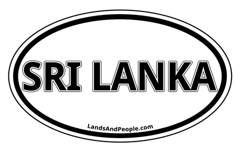 Sri Lanka Sticker Oval Black and White