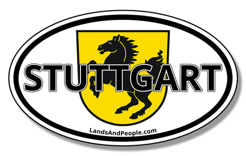 Stuttgart Germany Horse Symbol Coat of Arms Wappen Car Vinyl Sticker Oval