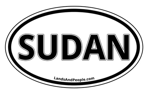 Sudan Car Sticker Decal Oval Black and White