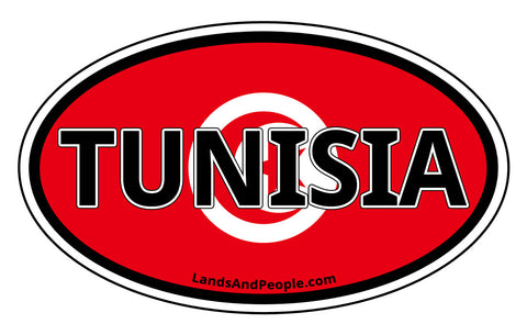 Tunisia Flag Sticker Oval