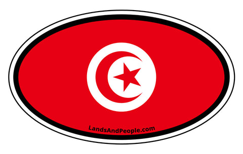 Tunisia Flag Sticker Oval