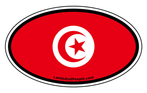 Tunisia Flag Sticker Oval