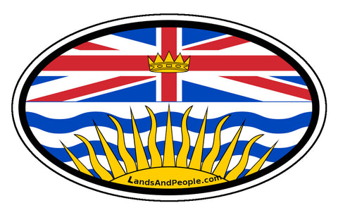 British Columbia Province Flag Car Bumper Sticker Vinyl Oval