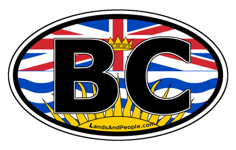 British Columbia BC Province Flag Car Bumper Sticker Vinyl Oval