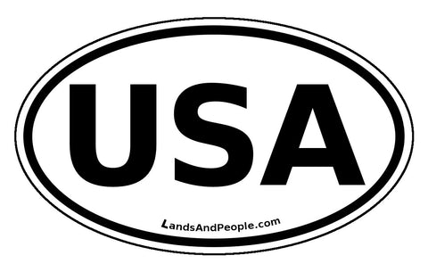 USA Sticker Oval Black and White