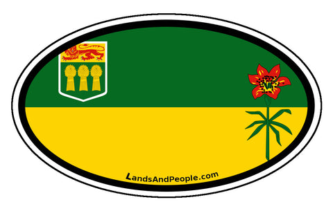 Saskatchewan Province Flag Car Bumper Sticker Vinyl Oval