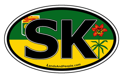Saskatchewan SK Province Flag Car Bumper Sticker Vinyl Oval